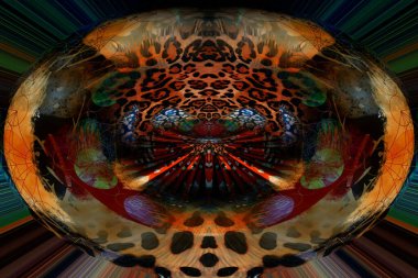 Renkli desenler fraktal. Psikedelik fraktal, fırça darbelerinin dokusu. Tekstil desenleri için renkli boyalar. Soyut arkaplan renkleri kaotik fırça darbeleri.