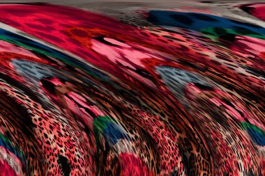 Renkli desenler fraktal. Psikedelik fraktal, fırça darbelerinin dokusu. Tekstil desenleri için renkli boyalar. Soyut arkaplan renkleri kaotik fırça darbeleri.