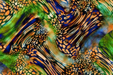 Renkli desenler fraktal. Psikedelik fraktal, fırça darbelerinin dokusu. Tekstil desenleri için renkli boyalar. Soyut arkaplan renkleri kaotik fırça darbeleri.