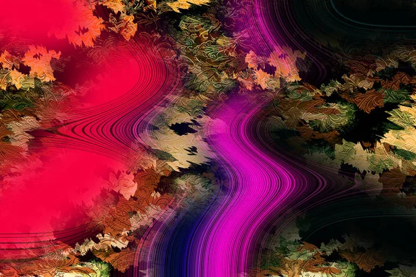 Kolorowe Wzory Fraktalne Psychodeliczny Fraktal Tekstura Pociągnięć Pędzla Kolorowe Farby — Zdjęcie stockowe