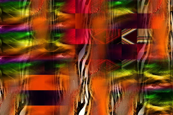 カラフルなパターンの香り サイケデリックなフラクタル 線のブラシストロークの質感 テキスタイルパターンのための 抽象的な背景の色のグランジテクスチャ混沌としたブラシストローク — ストック写真