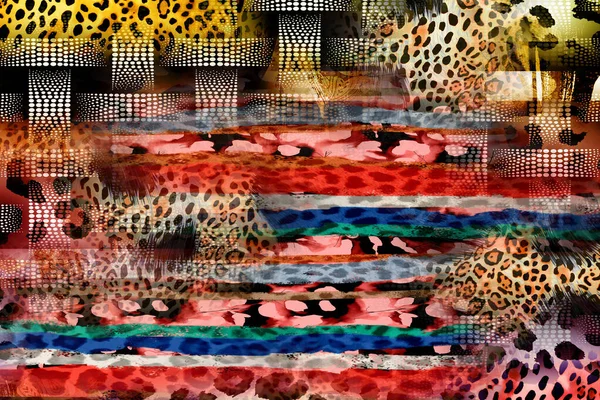Абстрактное Цифровое Иллюстрационное Искусство Настенных Принтеров Животные Вдохновили Этнические Полосы — стоковое фото