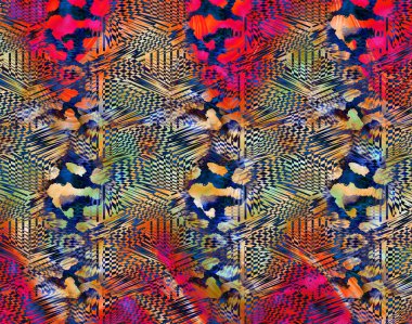 Tekstil baskı deseni. Geometrik Çizgiler Moda Tasarımı. Soyut geometrik girdap fraktal.Boyalı Arka plan. Hippie soyut saykodelik çizgiler. Tekstil çizimi.