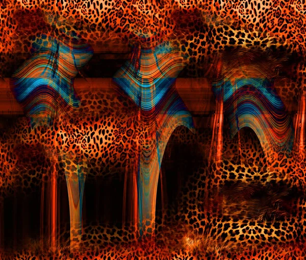 Барвистий Леопардовий Принт Сучасні Принти Моди Тканинний Візерунок Ілюстрацій Тканинний — стокове фото