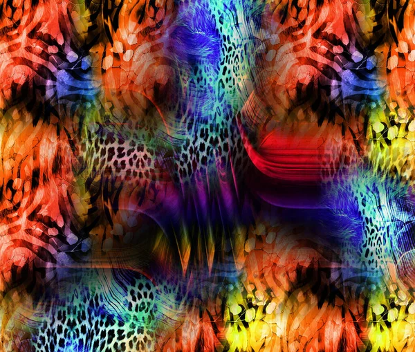 Colorful Leopard Print Pattern Modern Fashion Prints Textile Illustration Render — 스톡 사진