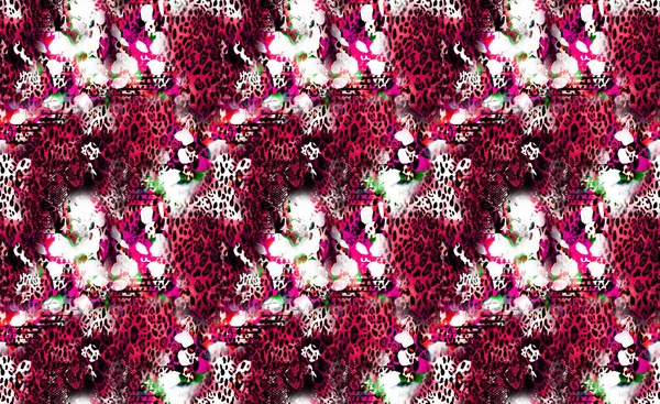 カラフルなパターン研究 ヒョウ ゼブラ カモフラージュとドレスデザイン テキスタイル ファブリック モダンなコラージュパターン デジタルプリントドレスヒョウゼブラバロックに印刷される豪華なパターン — ストック写真