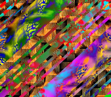 Colorful abstract pattern,pattern for fabric, textile, fashion, interior decor, web.Abstract digital fractal pattern. Horizontal orientation pattern in african ethnic style. Tribal ornament.