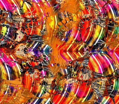 Colorful wavy stripes pattern. Fractal colorful pattern. Wavy futuristic background. Abstract digital fractal pattern. Abstract glitch texture. horizontal background