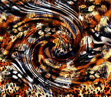 Colorful wavy stripes pattern. Fractal colorful pattern. Wavy futuristic background. Abstract digital fractal pattern. Abstract glitch texture. horizontal background