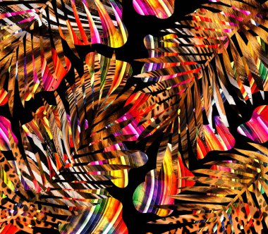 Colorful wavy stripes pattern. Fractal colorful pattern. Wavy futuristic background. Abstract digital fractal pattern. Abstract glitch texture. horizontal background