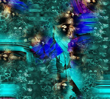 Colorful wavy stripes pattern. Fractal colorful pattern. Wavy futuristic background. Abstract digital fractal pattern. Abstract glitch texture. horizontal background