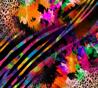 Colorful wavy stripes pattern. Fractal colorful pattern. Wavy futuristic background. Abstract digital fractal pattern. Abstract glitch texture. horizontal background