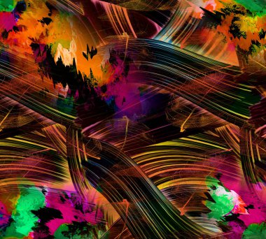 Colorful wavy stripes pattern. Fractal colorful pattern. Wavy futuristic background. Abstract digital fractal pattern. Abstract glitch texture. horizontal background