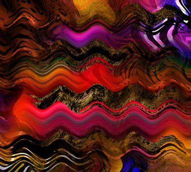 Colorful wavy stripes pattern. Fractal colorful pattern. Wavy futuristic background. Abstract digital fractal pattern. Abstract glitch texture. horizontal background