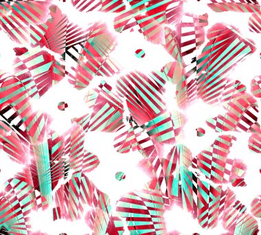Colorful wavy stripes pattern. Fractal colorful pattern. Wavy futuristic background. Abstract digital fractal pattern. Abstract glitch texture. horizontal background