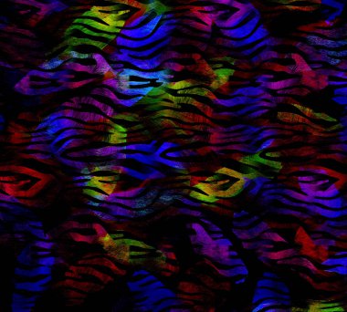 Colorful wavy stripes pattern. Fractal colorful pattern. Wavy futuristic background. Abstract digital fractal pattern. Abstract glitch texture. horizontal background