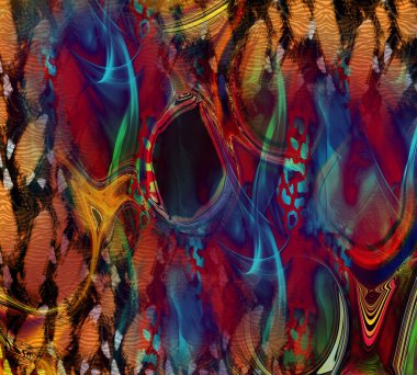 Colorful wavy stripes pattern. Fractal colorful pattern. Wavy futuristic background. Abstract digital fractal pattern. Abstract glitch texture. horizontal background