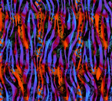 Colorful wavy stripes pattern. Fractal colorful pattern. Wavy futuristic background. Abstract digital fractal pattern. Abstract glitch texture. horizontal background