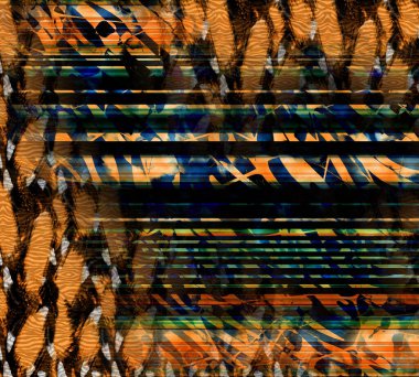 Colorful wavy stripes pattern. Fractal colorful pattern. Wavy futuristic background. Abstract digital fractal pattern. Abstract glitch texture. horizontal background