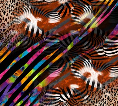 Colorful wavy stripes pattern. Fractal colorful pattern. Wavy futuristic background. Abstract digital fractal pattern. Abstract glitch texture. horizontal background