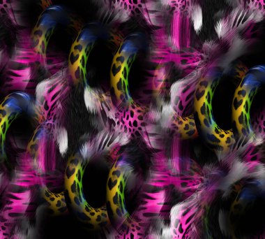 Colorful wavy stripes pattern. Fractal colorful pattern. Wavy futuristic background. Abstract digital fractal pattern. Abstract glitch texture. horizontal background