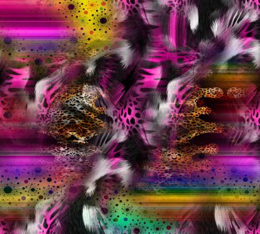 Colorful wavy stripes pattern. Fractal colorful pattern. Wavy futuristic background. Abstract digital fractal pattern. Abstract glitch texture. horizontal background