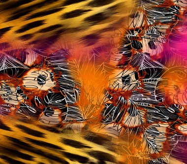 soyut tavus kuşu renkli geometrik desen, tekstil ve tasarım için renkli dalgalı desen, yaratıcı tasarım için soyut fraktal çizim, renkli psikedelik arkaplan