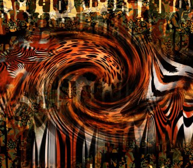 soyut tavus kuşu renkli geometrik desen, tekstil ve tasarım için renkli dalgalı desen, yaratıcı tasarım için soyut fraktal çizim, renkli psikedelik arkaplan