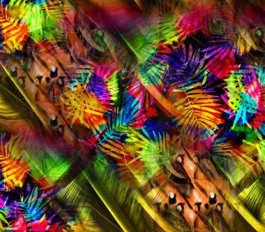 soyut tavus kuşu renkli geometrik desen, tekstil ve tasarım için renkli dalgalı desen, yaratıcı tasarım için soyut fraktal çizim, renkli psikedelik arkaplan