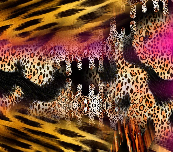 Barevný Vzor Studie Leopard Zebra Kamufláž Šaty Vzory Textilní Textilní — Stock fotografie