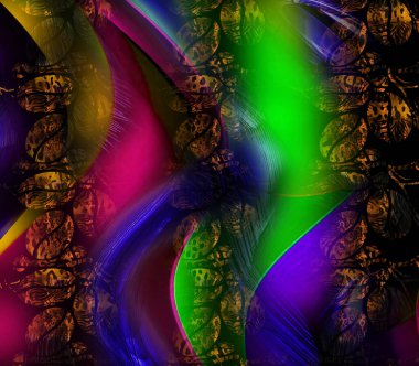 soyut tavus kuşu renkli geometrik desen, tekstil ve tasarım için renkli dalgalı desen, yaratıcı tasarım için soyut fraktal çizim, renkli psikedelik arkaplan