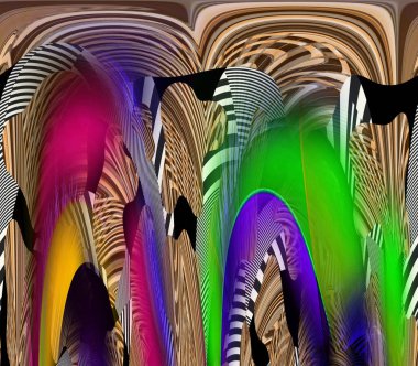 soyut tavus kuşu renkli geometrik desen, tekstil ve tasarım için renkli dalgalı desen, yaratıcı tasarım için soyut fraktal çizim, renkli psikedelik arkaplan