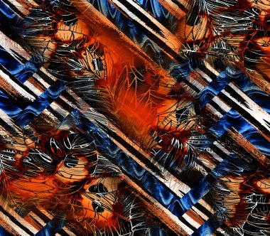 soyut tavus kuşu renkli geometrik desen, tekstil ve tasarım için renkli dalgalı desen, yaratıcı tasarım için soyut fraktal çizim, renkli psikedelik arkaplan