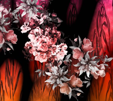 soyut tavus kuşu renkli geometrik desen, tekstil ve tasarım için renkli dalgalı desen, yaratıcı tasarım için soyut fraktal çizim, renkli psikedelik arkaplan