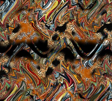 soyut tavus kuşu renkli geometrik desen, tekstil ve tasarım için renkli dalgalı desen, yaratıcı tasarım için soyut fraktal çizim, renkli psikedelik arkaplan