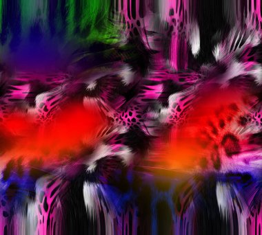 soyut tavus kuşu renkli geometrik desen, tekstil ve tasarım için renkli dalgalı desen, yaratıcı tasarım için soyut fraktal çizim, renkli psikedelik arkaplan