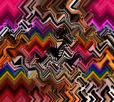 soyut tavus kuşu renkli geometrik desen, tekstil ve tasarım için renkli dalgalı desen, yaratıcı tasarım için soyut fraktal çizim, renkli psikedelik arkaplan