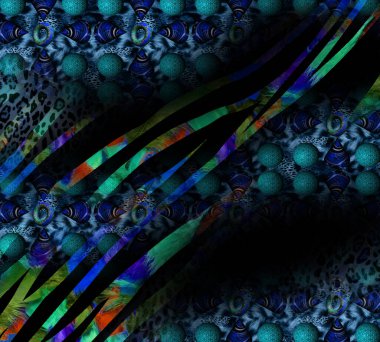 soyut tavus kuşu renkli geometrik desen, tekstil ve tasarım için renkli dalgalı desen, yaratıcı tasarım için soyut fraktal çizim, renkli psikedelik arkaplan