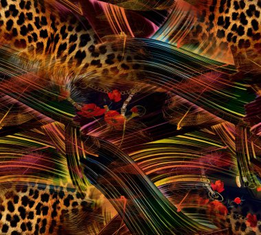 Tekstil kumaş baskı deseni, Yastık deseni, Elbise deseni tasarımı, Leopar, Kamuflaj, Zebra, Barok ve Kombinasyon desenleri. Geometri dokusu modern deseni tekrarlıyor. Leopar deseni ipek atkı tasarımı.