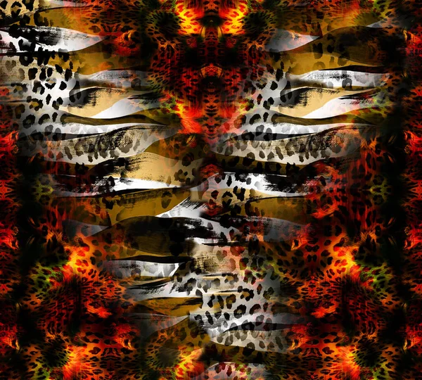 추상적인 배경입니다 다채로운 기하학 짜임새는 Pattern Leopard 스카프 디자인 반복합니다 — 스톡 사진