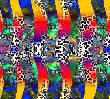 Renkli desenler, kumaş desenler, yatay ince renkli çizgiler. Tekstil çizimi. Renkli zig zag desenli soyut desenli desen.