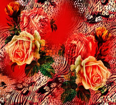 Renkli Desenler Çalışması, Leopar, Elbise Tasarımları. Tekstil, Kumaş, Yastık ve Modern Kolaj Şablonu. Dijital baskı elbisesi, moda tasarımları, baskı, moda desenleri.