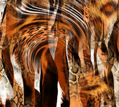 Renkli Desenler Çalışması, Leopar, Elbise Tasarımları. Tekstil, Kumaş, Yastık ve Modern Kolaj Şablonu. Dijital baskı elbisesi, moda tasarımları, baskı, moda desenleri.