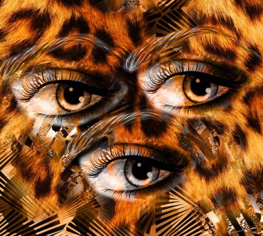 Renkli Desenler Çalışması, Leopar, Elbise Tasarımları. Tekstil, Kumaş, Yastık ve Modern Kolaj Şablonu. Dijital baskı elbisesi, moda tasarımları, baskı, moda desenleri.