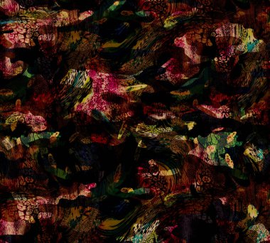 Renkli Desenler Çalışması, Leopar, Elbise Tasarımları. Tekstil, Kumaş, Yastık ve Modern Kolaj Şablonu. Dijital baskı elbisesi, moda tasarımları, baskı, moda desenleri.