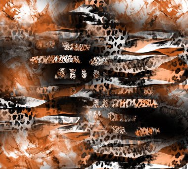 Renkli Desenler Çalışması, Leopar, Elbise Tasarımları. Tekstil, Kumaş, Yastık ve Modern Kolaj Şablonu. Dijital baskı elbisesi, moda tasarımları, baskı, moda desenleri.