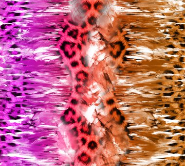 Renkli Desenler Çalışması, Leopar, Elbise Tasarımları. Tekstil, Kumaş, Yastık ve Modern Kolaj Şablonu. Dijital baskı elbisesi, moda tasarımları, baskı, moda desenleri.