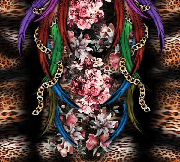 Värikäs Pattern Study Leopard Dress Designs Textile Kangas Tyyny Moderni — kuvapankkivalokuva