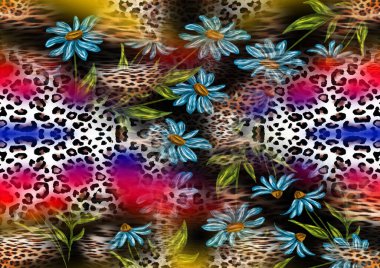 Tekstil illüstrasyonu. Yazdırma deseni. Duvar baskıları için soyut dijital illüstrasyon sanatı. Etnik çizgili çizgi deseni. Renkli moda deseni.