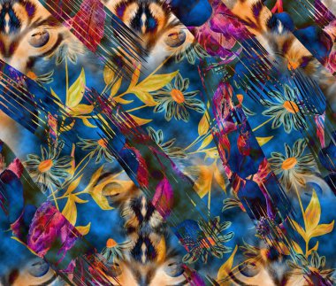 Renkli leopar deseni. Modern moda baskıları. Tekstil çizimi. Tekstil kumaş deseni.